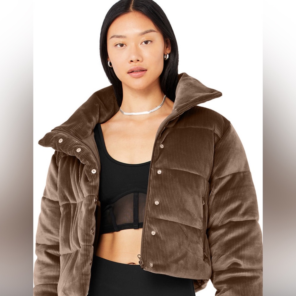 RIBBED VELOUR GOLD RUSH PUFFER Hot Cocoa / XS